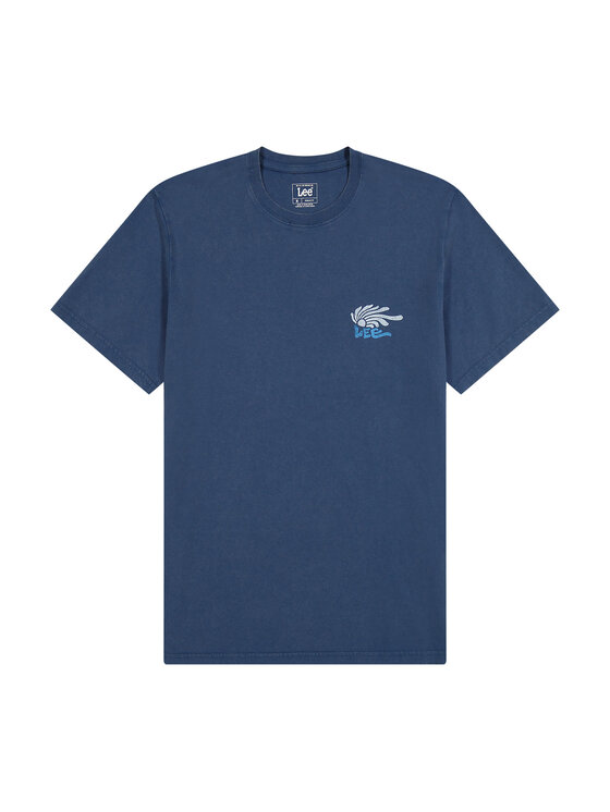 Lee Lee T-Shirt MEDIUM LOGO TEE Niebieski Regular Fit