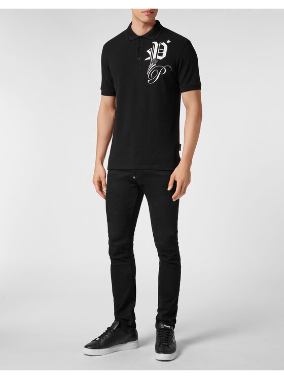 PHILIPP PLEIN PHILIPP PLEIN Polo 275 Czarny Slim Fit