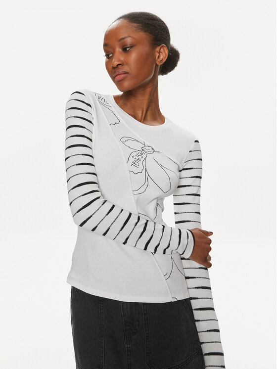 Desigual Desigual Majica Boston 24SWTK70 Bijela Slim Fit