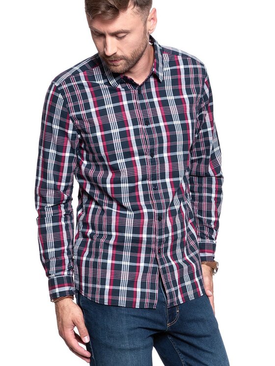 Mustang Mustang Camicia CLEMENS KC TURN-UP Rosso Regular Fit