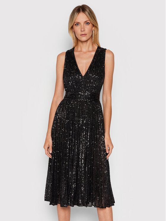 Elisabetta Franchi Rochie cocktail AB-004-16E2-V690 Negru Regular Fit