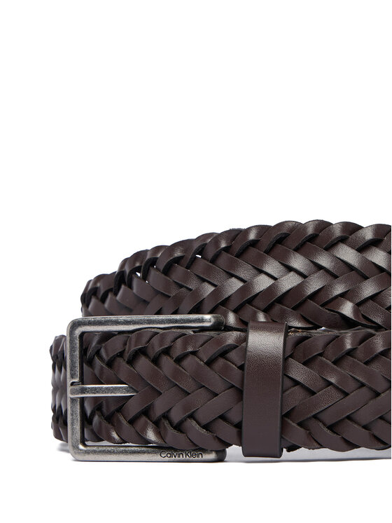 Calvin Klein Calvin Klein Ζώνη Warmth Buckle Woven 35Mm Fixed - LV04D7061G Σκούρο καφέ