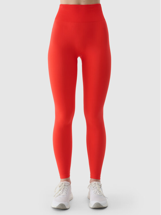 4F 4F Legginsy BASIC+ Czerwony Slim Fit
