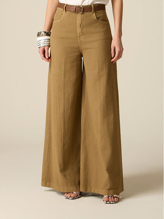 Oltre Oltre Spodnie materiałowe P016R008951N035 Zielony Baggy Fit