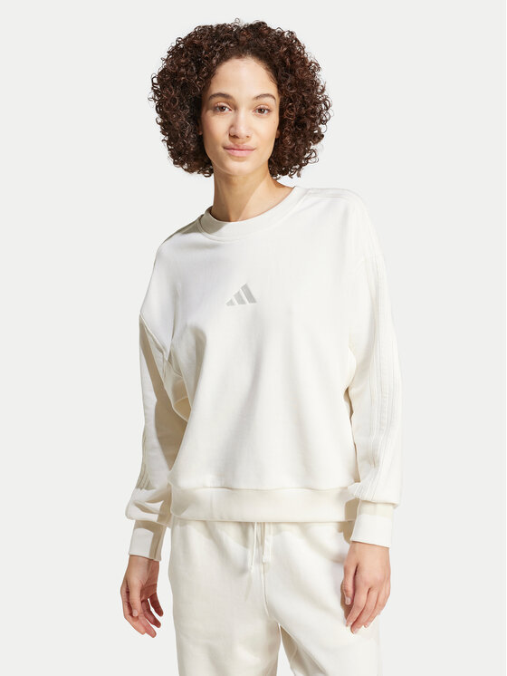 adidas Bluză ALL SZN French Terry 3-Stripes IW1132 Alb Loose Fit