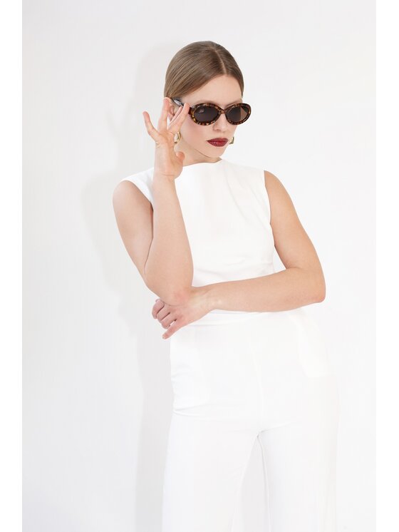 Stylove Stylove Kombinezon S115 Biały Wide Leg