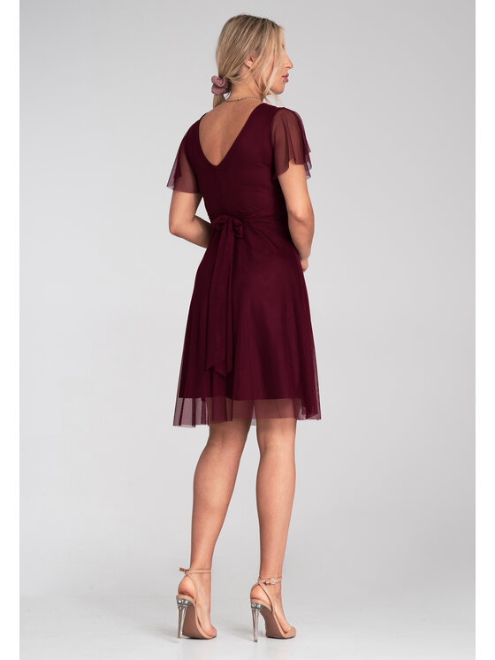 FIGL FIGL Sukienka koktajlowa M1206 Bordowy Flared Fit