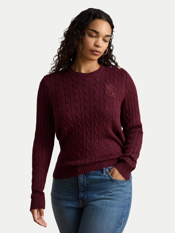 LAUREN RALPH LAUREN LAUREN RALPH LAUREN Sweter 200P14039503 Bordowy Regular Fit