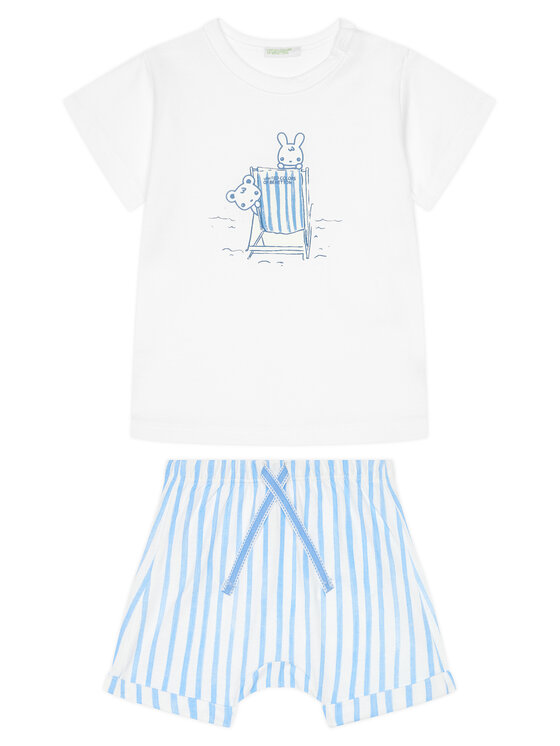 United Colors Of Benetton United Colors Of Benetton Completo T-shirt e pantaloncini 35ZEAK013 Blu Regular Fit