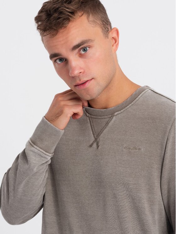 Ombre Ombre Mikina OM-SSDS-0131 Béžová Regular Fit