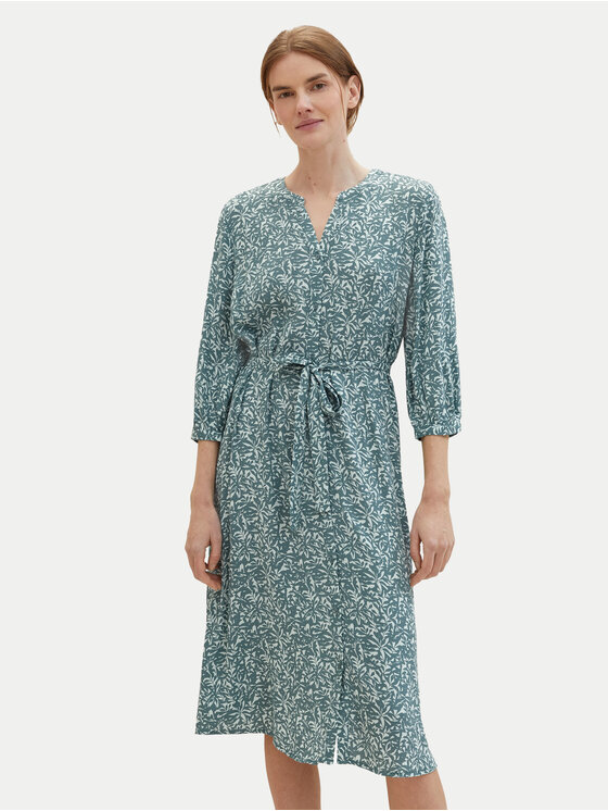Tom Tailor Tom Tailor Sukienka koszulowa 1041205 Zielony Regular Fit