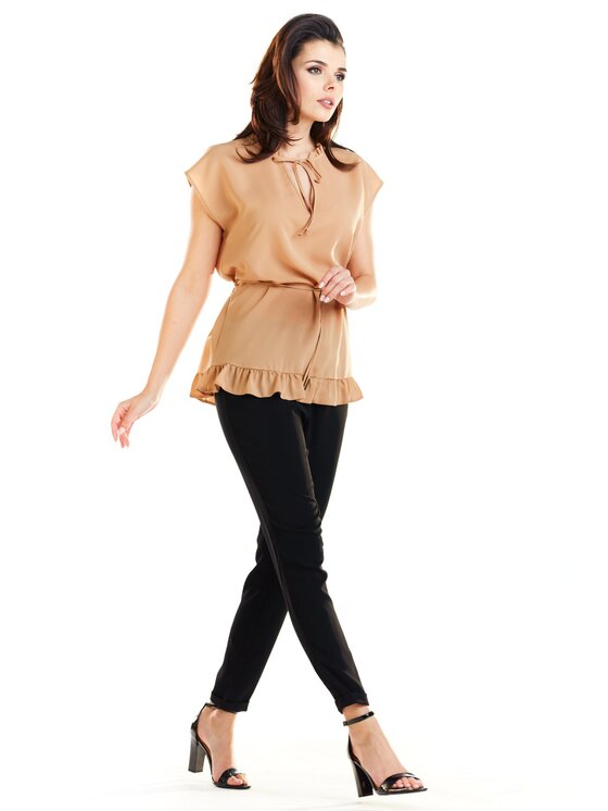 Awama Awama Bluzka A269 Brązowy Basic Fit
