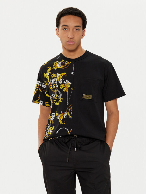 Versace Jeans Couture Tricou 78GAH609 Negru Regular Fit