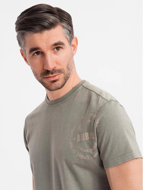 Ombre Ombre T-Shirt OM-TSWT-0202 Zelená Regular Fit