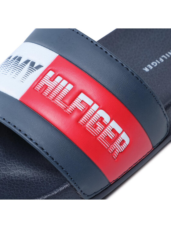 Tommy Hilfiger Tommy Hilfiger Klapki Flag Print Pool Slide T3B0-31122-1174 M Granatowy
