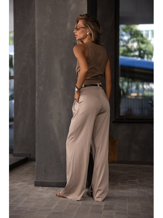 Hottie Hot Hottie Hot Kalhoty z materiálu PAY Béžová Oversize