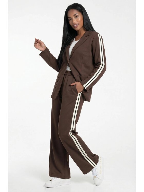 FIGL FIGL Súprava saka a látkových nohavíc M1311 Hnedá Straight Fit