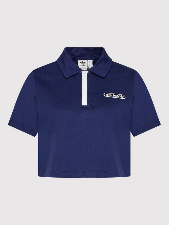 adidas adidas Polo Crop HL6572 Granatowy Relaxed Fit