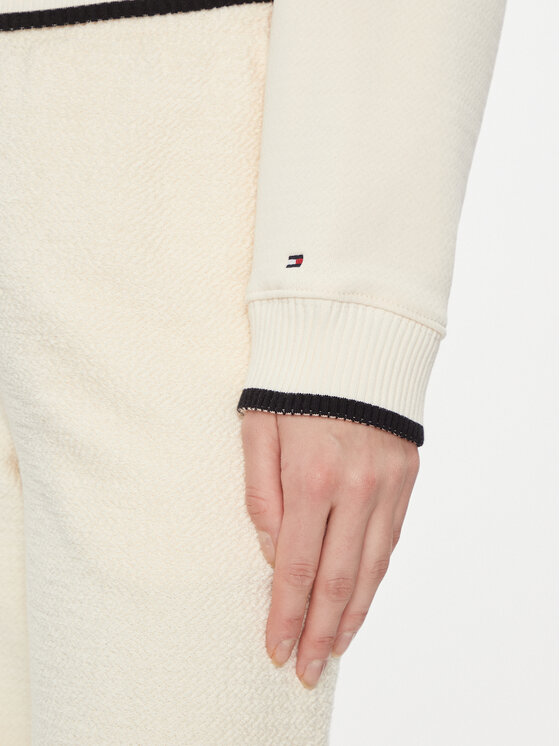 Tommy Hilfiger Tommy Hilfiger Jopa Smd Texture 1/2 Zip Swt Shirt WW0WW40574 Écru Regular Fit