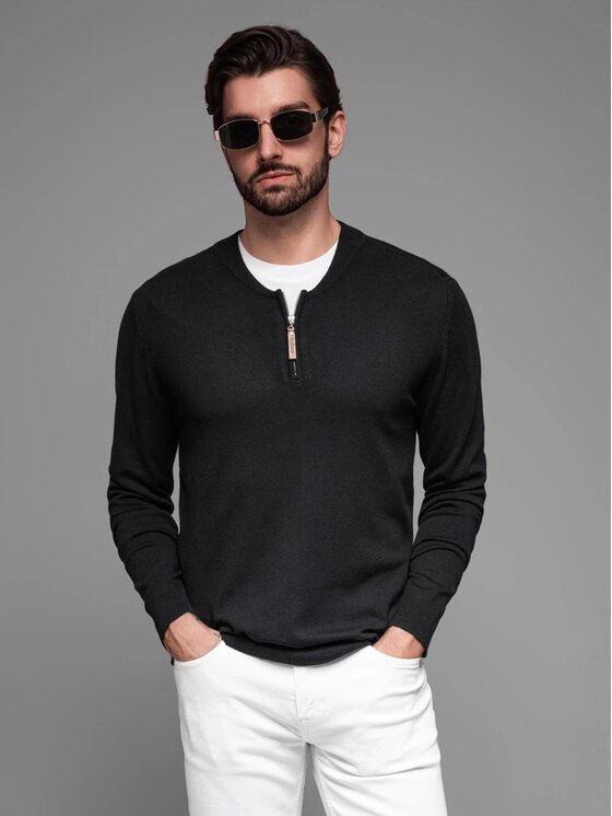 Ombre Męski Sweter, rozmiar XXL, Czarny, OM-SWZS-0124