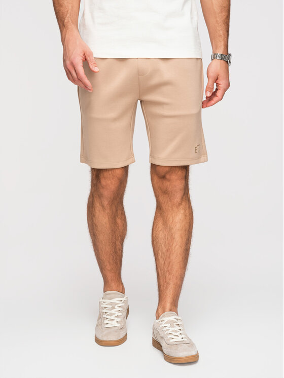 Ombre Ombre Szorty materiałowe OM-SRBC-0153 Beżowy Regular Fit