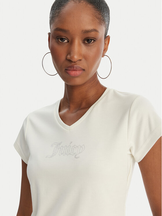 Juicy Couture Juicy Couture Tricou Capped JCWCT126318 Écru Slim Fit