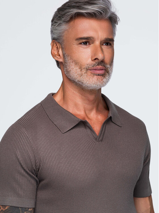 Ombre Ombre Polokošile OM-POSS-0182 Šedá Slim Fit