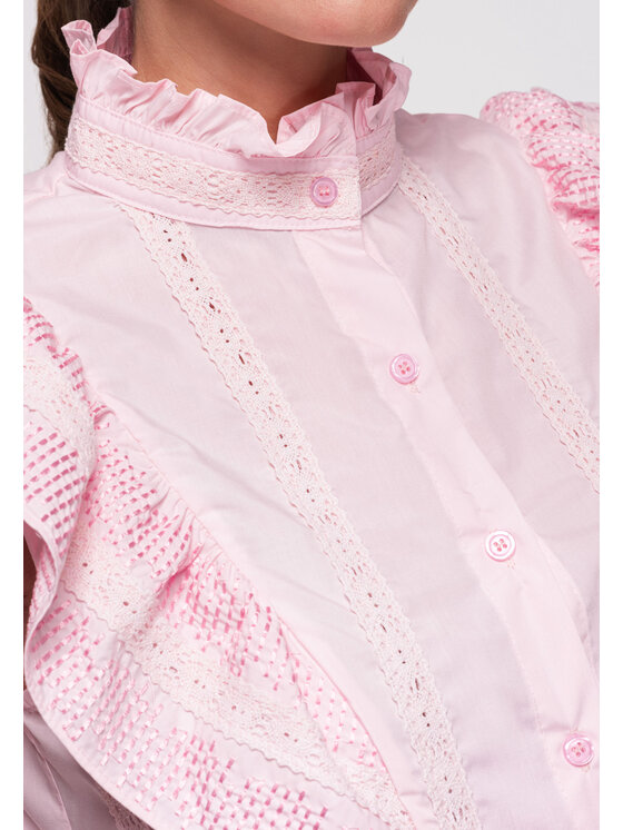 Ombre Ombre Koszula OW-SH-E0002 Różowy Regular Fit