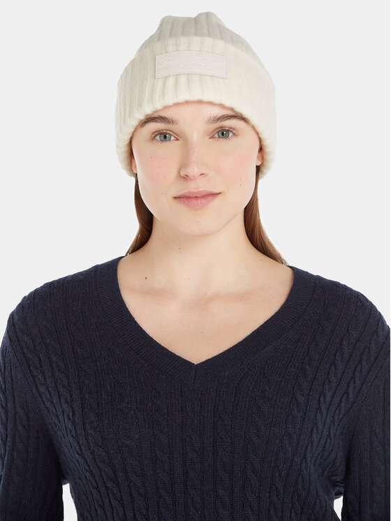 Tommy Hilfiger Tommy Hilfiger Kapa Tommy Twist Beanie AW0AW15325 Bijela