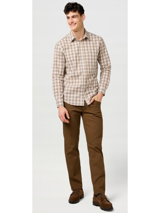 Wrangler Wrangler Spodnie materiałowe Greensboro Brązowy Regular Fit