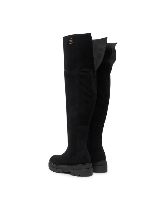 Tommy Hilfiger Tommy Hilfiger Botforti Suede Over-The-Knee Boot FW0FW08159 Melns
