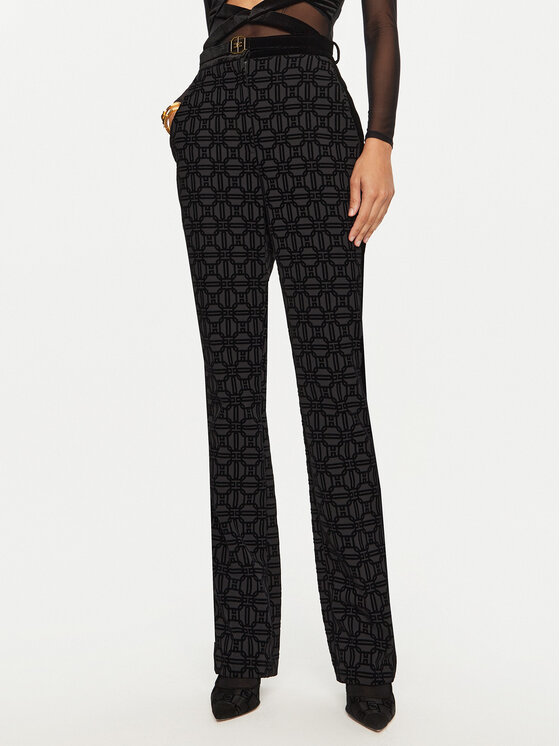 Elisabetta Franchi Bavlnené nohavice PA-051-47E2-V430 Čierna Regular Fit