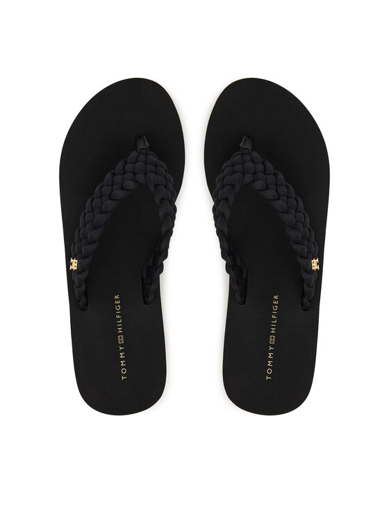 Tommy Hilfiger Flip flop Th Wedge Braided Summer Sandal FW0FW09198 Negru