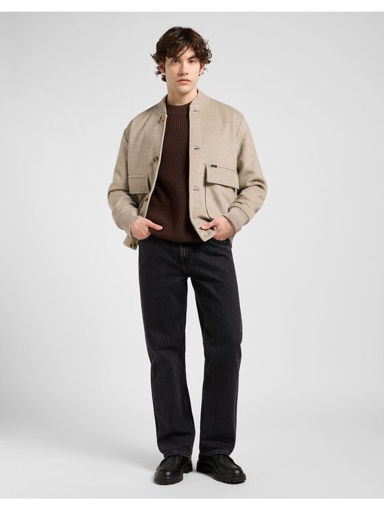 Lee Lee Kurtka przejściowa WOOL BOMBER JACKET Szary Regular Fit