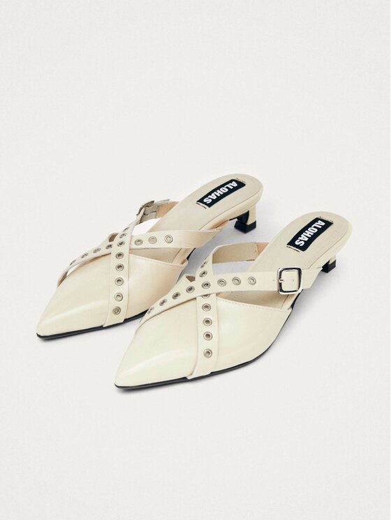 ALOHAS ALOHAS Sandały Zyra Onix Cream Leather Mules Beżowy