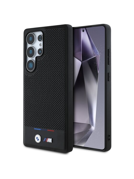 Etui na telefon BMW Motorsport, Czarne, Leather Tricolor Stripe