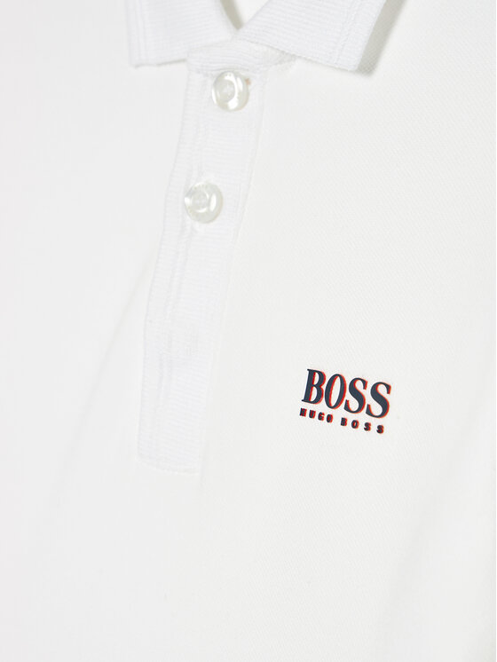 Boss Boss Тениска с яка и копчета J25L83 S Бял Regular Fit