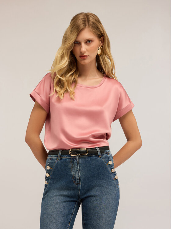 Motivi Motivi T-shirt G063W703439N006 Rosa Regular Fit