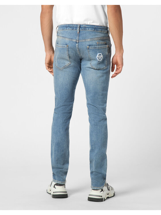 PHILIPP PLEIN PHILIPP PLEIN Džínsy 22161 Modrá Straight Leg
