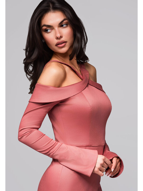 Ombre Ombre Sukienka wieczorowa LA-OM-DLR250 Różowy Regular Fit