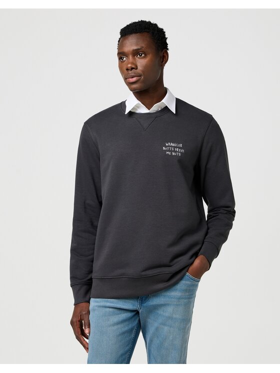 Wrangler Wrangler Bluza Embroidery Crew Szary Relaxed Fit