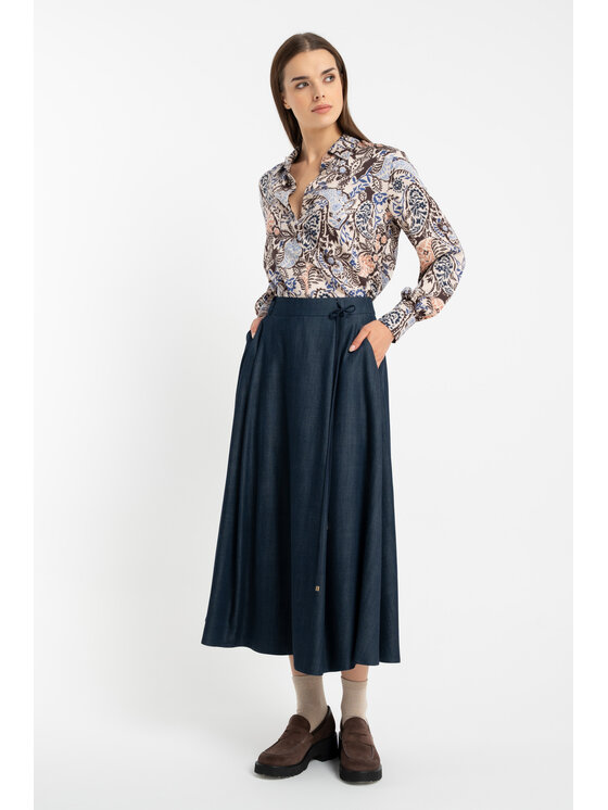 CLICK CLICK Spódnica 50-728 Granatowy Relaxed Fit