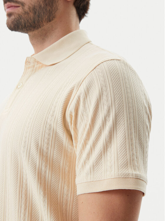 Selected Homme Selected Homme Тениска с яка и копчета 16094575 Бежов Regular Fit