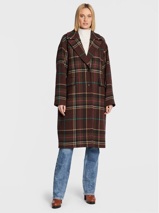 Tommy Hilfiger Tommy Hilfiger Gyapjú kabát WW0WW35965 Barna Regular Fit