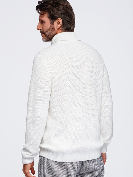 Ombre Ombre Sweter OM-SWTN-0189 Biały Regular Fit