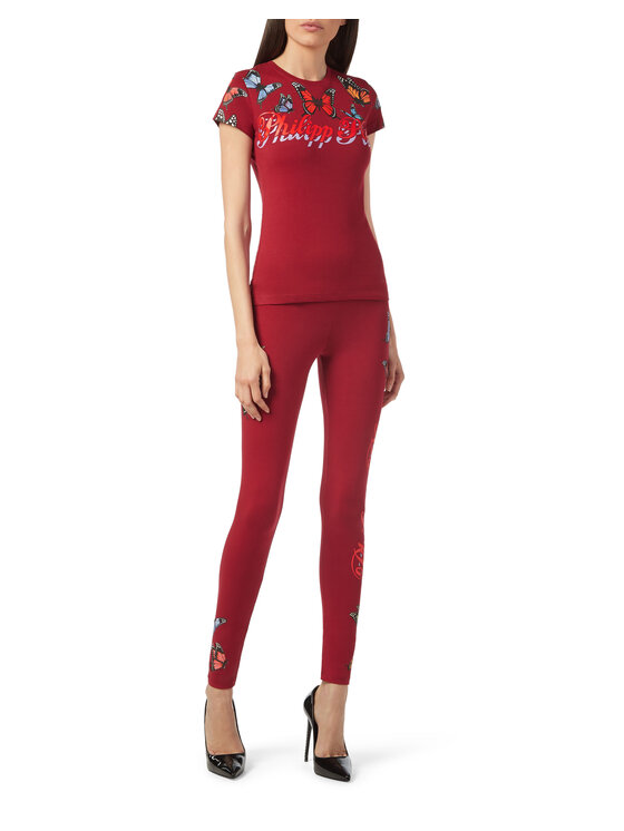 PHILIPP PLEIN PHILIPP PLEIN Legginsy 30930 Bordowy Active Fit