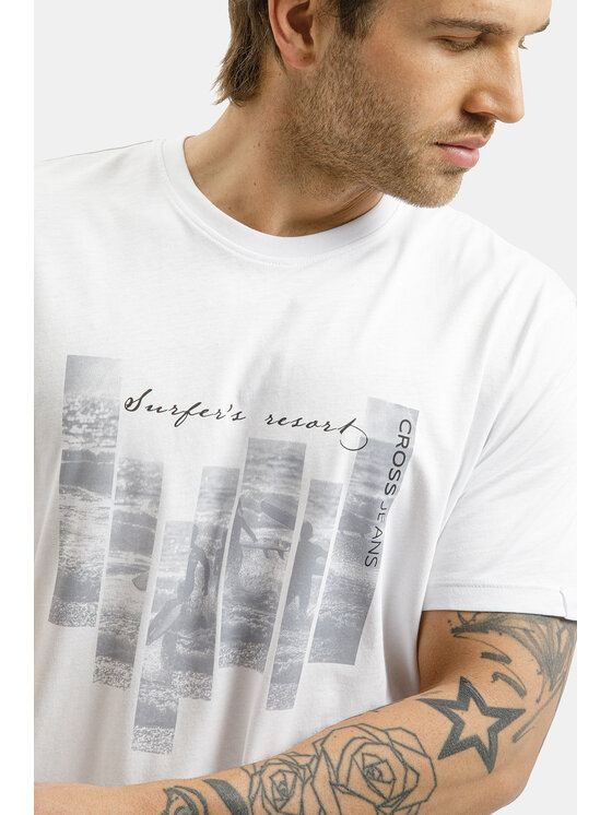 Cross Jeans Cross Jeans T-Shirt 16161-008 Biały Regular Fit