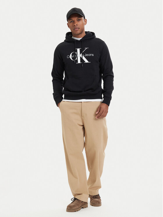 Calvin Klein Jeans Calvin Klein Jeans Džemperis ar kapuci J30J320934 Melns Regular Fit