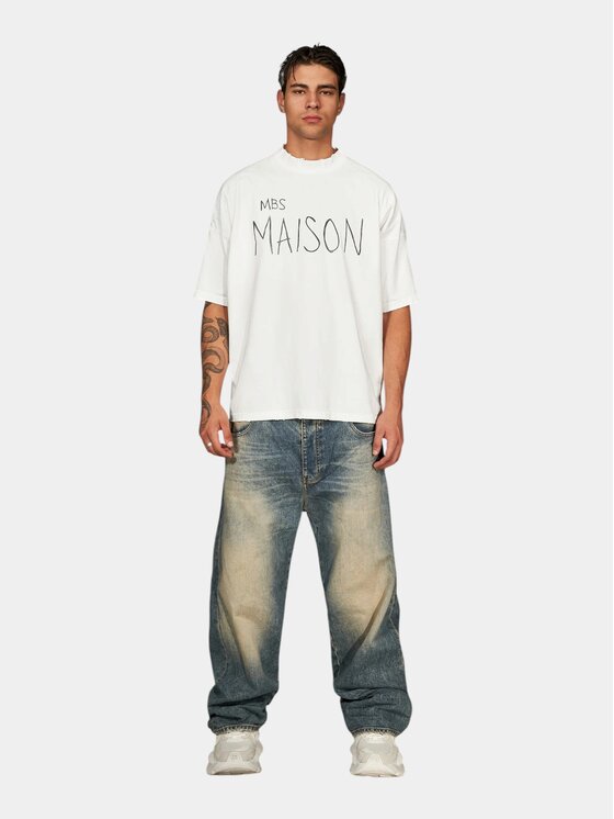 MADE BY SOCIETY MADE BY SOCIETY T-Shirt Blanche VOX - T17580 Biały Basic Fit