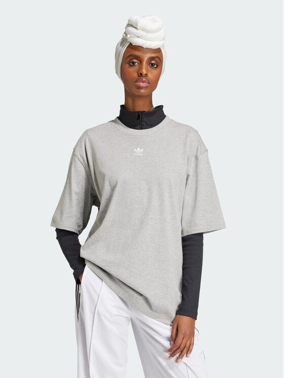 adidas adidas T-Shirt Essentials Boyfriend Tee Szary Oversize